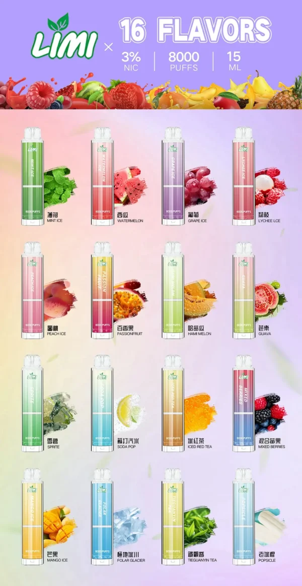 LIMI 8000 拋棄式電子煙｜鋪陳細密霧感質地｜長效續航穩定回甘結構