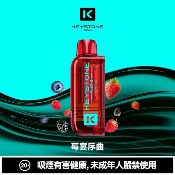 【買一盒煙彈送主機】KEYSTONE FLEX-3 鑰石 25000口 專用磁吸換彈拋棄式電子煙套裝｜Mesh網狀芯細膩霧化｜多模式調節打造個性化使用體驗